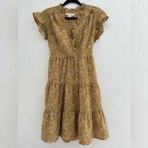 Gorgeous Yellow Floral Ruffle Dress